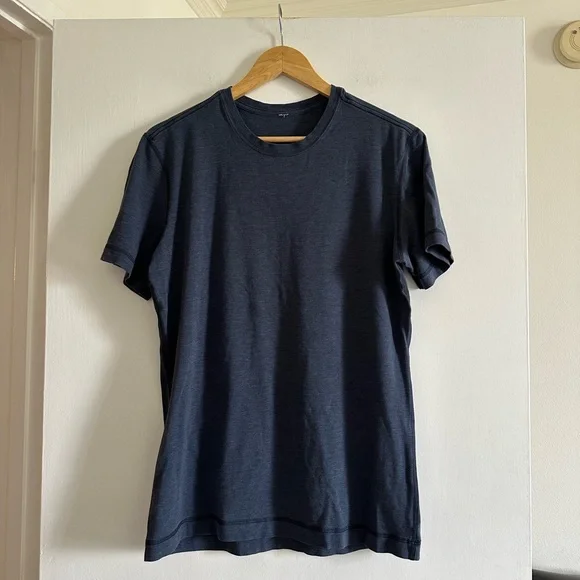 Lululemon Athletica Men’s 5 Year Basic Tee Short Sleeve Heathered Nautical Navy - Picture 6 of 9